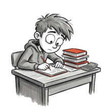 Download this engaging PowerPoint Animation of a student writing in a notebook.