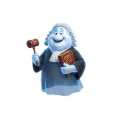 Download this engaging PowerPoint Animation featuring a friendly Judge Ghost character.