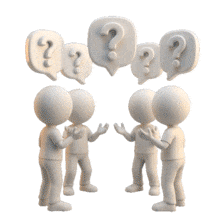 Download this engaging PowerPoint Animation showcasing a confused group in discussion.