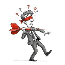 Download this PowerPoint Animation featuring a confused man with a dart.