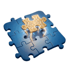 Download this engaging PowerPoint Animation.  Five puzzle pieces come together to create a complete picture.