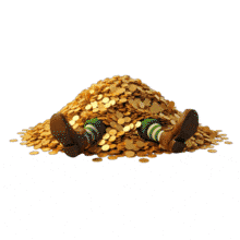 Download this PowerPoint Animation featuring a character buried in coins.