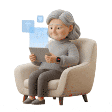 Download this engaging PowerPoint Animation featuring a grandmother using a tablet.