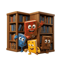 Download this engaging PowerPoint Animation featuring playful books in a library.