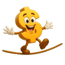 Download this engaging PowerPoint Animation featuring a dollar sign character on a tightrope.