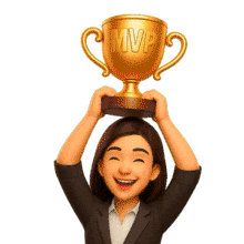 Download this engaging PowerPoint Animation celebrating success with an MVP trophy. Five spaces.