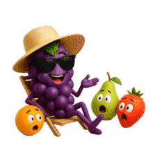 Download this fun PowerPoint Animation featuring a grape character in sunglasses.