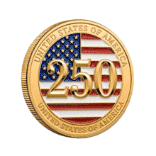 Download this Gold USA Coin PowerPoint Animation. It symbolizes achievement and national pride.