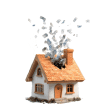Download this engaging PowerPoint Animation featuring a house and money flying out.