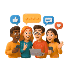 Download this engaging PowerPoint Animation showcasing online interactions among friends in a fun and dynamic GIF.