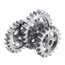 Download this PowerPoint Animation featuring three gears in motion as a GIF to enhance your presentations with dynamic visuals.