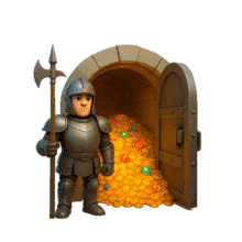 Animated Knight Guarding Money PowerPoint Animation layout preview.