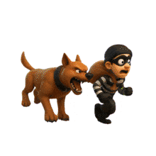 Animated Dog Chasing Thief PowerPoint Animation layout preview.