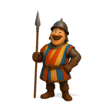 Animated Engaging Fantasy Guard Character PowerPoint Animation layout preview.