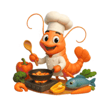 Animated Shrimp Cooking PowerPoint Animation layout preview.