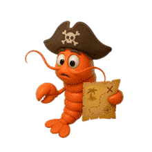 Animated Pirate Shrimp Looking at Map PowerPoint Animation layout preview.