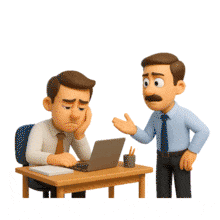 Download this PowerPoint Animation featuring a Boss Disciplines Employee scene in a GIF format for effective workplace communication.