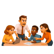 People Arguing At Meeting PowerPoint PowerPoint Animation layout preview.