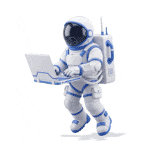 Astronaut Working on Laptop PowerPoint Animation layout preview.