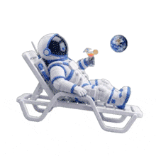 Astronaut Relaxing with Drink PowerPoint PowerPoint Animation layout preview.