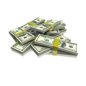 An image of piles of the American dollar appear in this financial graphic.