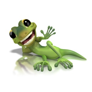 Green Gecko Lying Down Waving | 3D Animated Clipart for PowerPoint -  