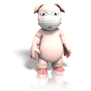A pig wears an isolation mask in this medical-themed clipart.