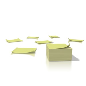 A pad of yellow sticky notes appears in this clipart.