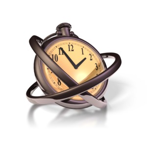 An old pocket watch is encircled by lines in this clipart.