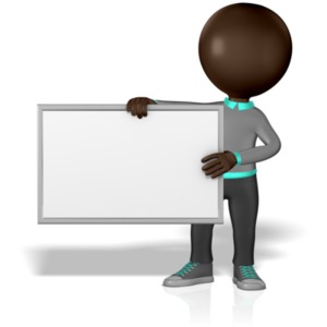 This clipart image shows a guy figure holding a blank board.  &lt;br&gt;&lt;br&gt;Customize this graphics colors using our online customizer.