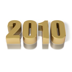 The gold text 2010 at a perspective. A 2010 New Year concept.
