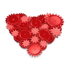 This clipart contains a cluster of gears that make up the shape of a heart.
