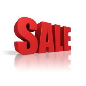 A bold block of letters proclaims the word SALE.  This 3d rendered image could be used alone or part of a larger design. 