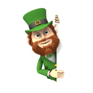 leprechaun with sign