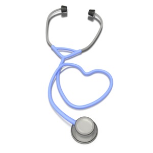 In this clipart a stethoscope has it&#039;s tubing bent in the shape of a heart.  This clipart graphic could be using in presentations including medical, medical equipment and health.