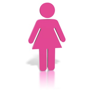 This is an image of a female stick figure standing forward.