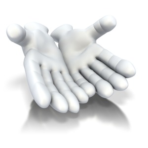 This clipart image show two hands opened up.  This graphic could be used in presentations about giving, charity, and the needy.