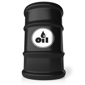 An image of a black barrel of crude oil.  A shiny 3D rendered image.