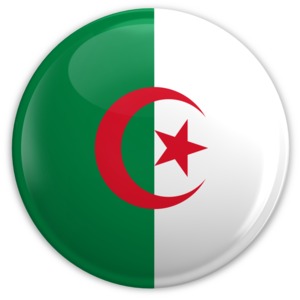 An image of Algeria&#039;s flag on a badge.
