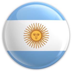 An image of Aregentina&#039;s flag on a badge.