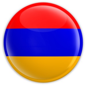 An image of Armenia&#039;s flag on a badge.