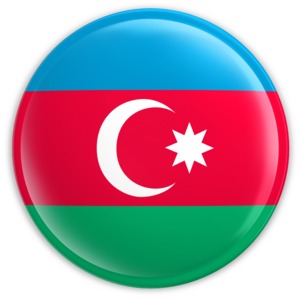 An image of Azerbaijan&#039;s flag on a badge.