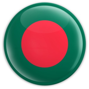 An image of Bangladesh&#039;s flag on a badge.