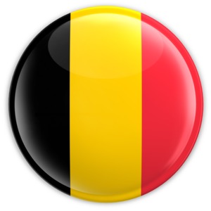 An image of Belgium&#039;s flag on a badge.