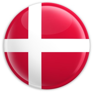 An image of Denmark&#039;s flag on a badge.