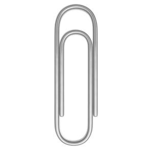 An image of a silver paper clip.