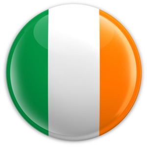An image of Ireland&#039;s flag on a badge.