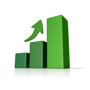 An image of a bar graph indicating growth or an upward trend.  A good icon to indicate an increasing trend.