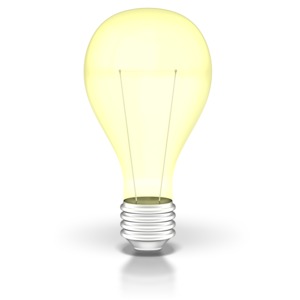 This clipart image shows a light bulb lite up.