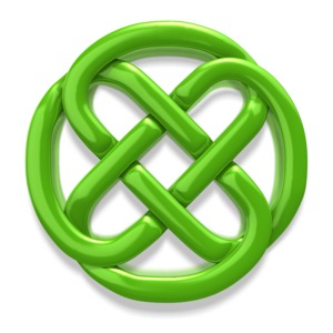 An image of a green Irish Celtic endless knot.